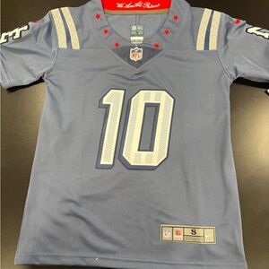 Drake Maye Patriots #10 On-Field Jersey Blue, Size Youth Small